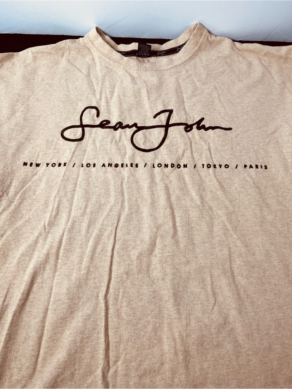 Sean John Tan Crewneck Logo Tee P Diddy